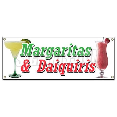 Signmission MARGARITA & DAIQUIRIS BANNER SIGN frozen drinks bar banana strawberry B-Margarita & Daiquiris